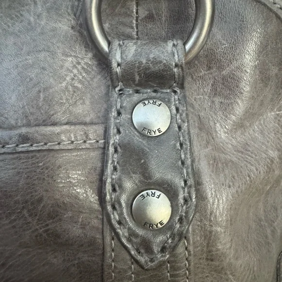 Frye Melissa Dome Satchel Gray Leather Crossbody Handbag - Picture 4 of 14